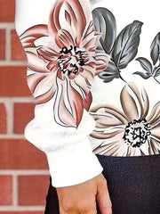 Floral Print Crew Neck Sweatshirt Long Sleeve Casual Pullover