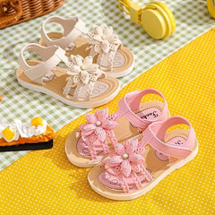 Girls Flower Open Toe Sandals Lightweight Comfortable Anti Slip Sandals