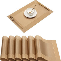 Crossweave Woven Vinyl Placemats Set Non Slip Insulation Washable Table Mats