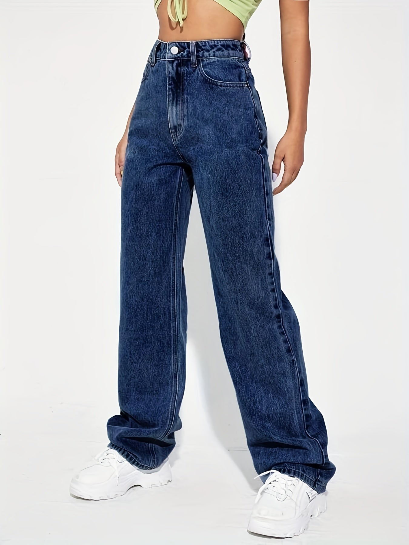 Slash Pocket Boyfriend Jeans Loose Fit Mid Waist