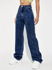 Slash Pocket Boyfriend Jeans Loose Fit Mid Waist
