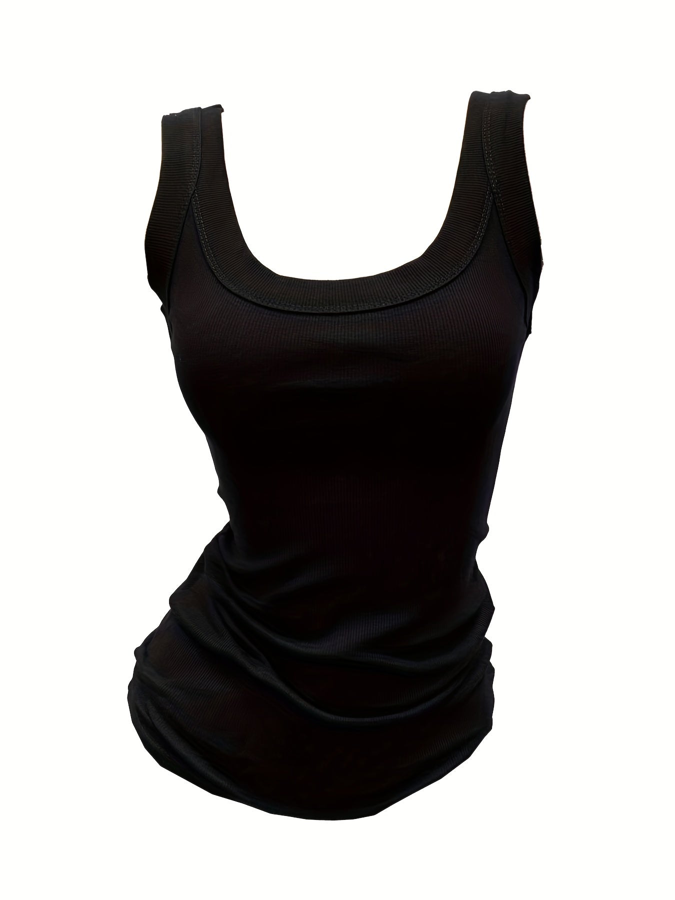 Ribbed Tank Top Scoop Neck Sleeveless Casual Summer Top