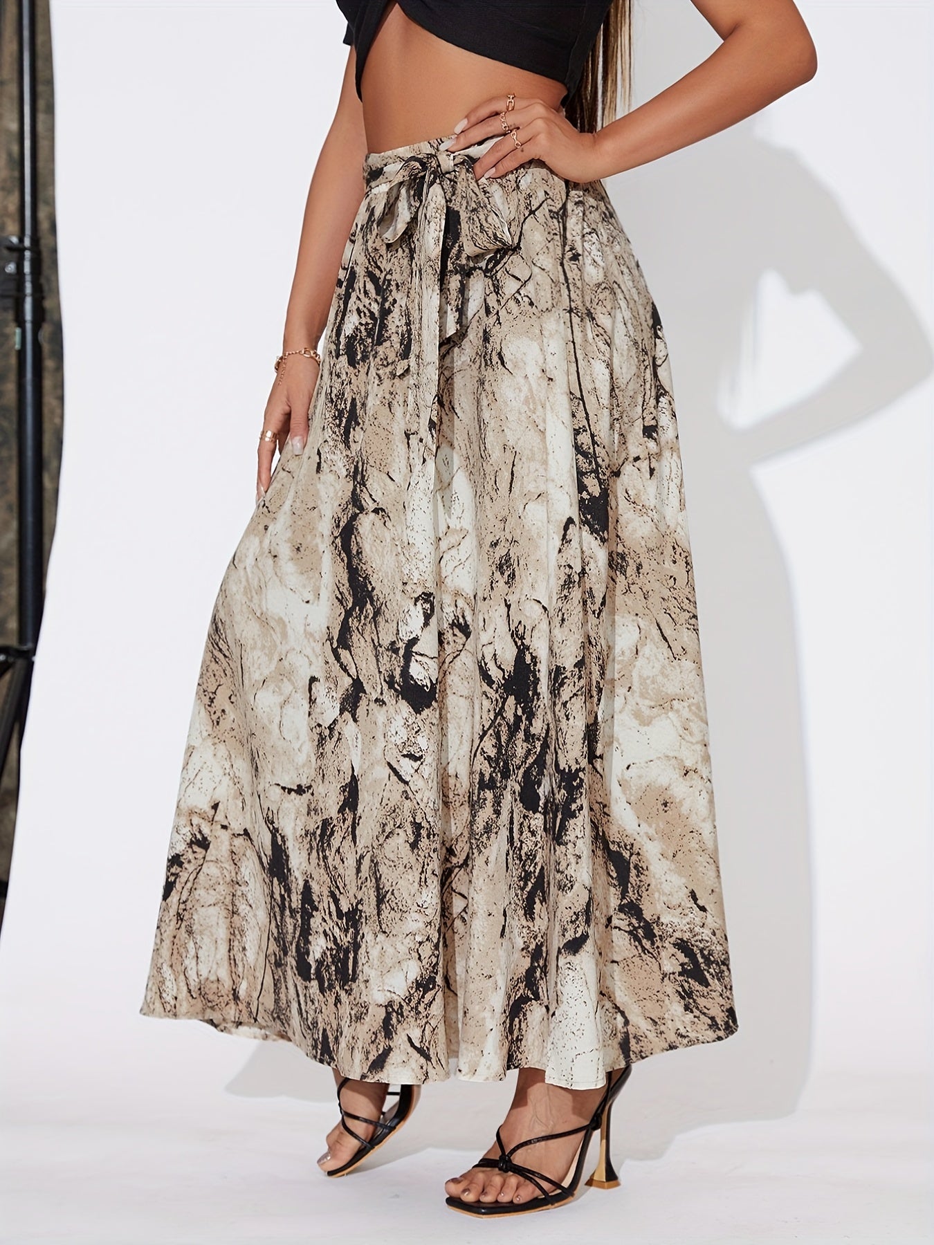 Tied Waist Skirt Casual High Waist Skirt For Spring & Summer