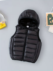 Boys Puffer Vest Hooded Zip Sleeveless Jacket Kids Clothes Winter