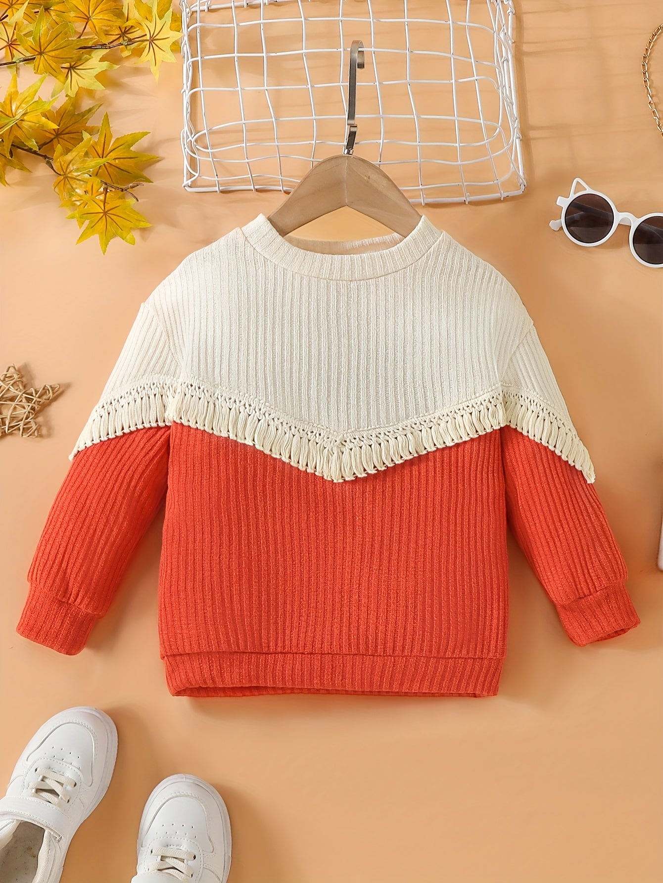 Girls' Boho Chevron Patchwork Sweater Top