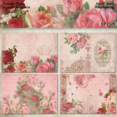 A5 Pink Rose Pattern Paper DIY Scrapbook Album Material