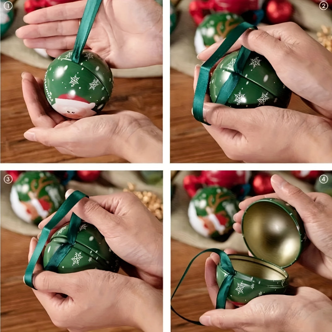 Christmas Candy Box Tin Ball Gift Packaging Round Shaped Mini Box