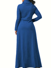 Turtleneck Maxi Dress Long Sleeve With Pockets