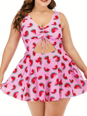 Watermelon Print Cut Out One Piece Swimwear
