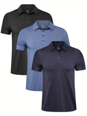 3 Pack Mens Quick Dry Golf T Shirt Moisture Wicking Workout Tee