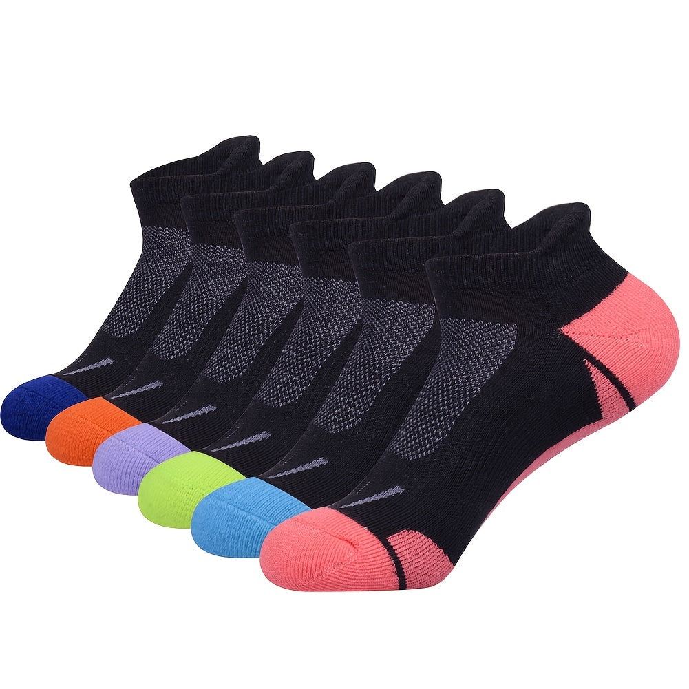 AceFine 6 Pairs Colorblock Ankle Socks Athletic Fitness Women's Stockings