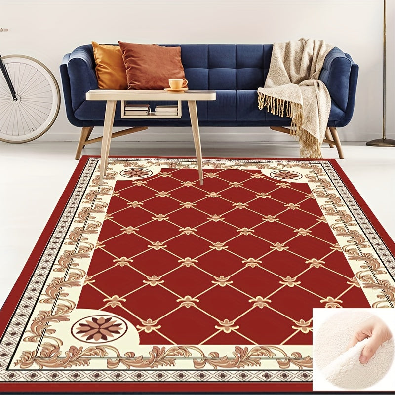 1pc Fluffy Faux Wool Area Rug Non-slip Vintage Oriental Large Carpet