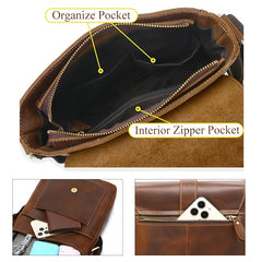 Retro Style Leather Men's Crossbody Bag