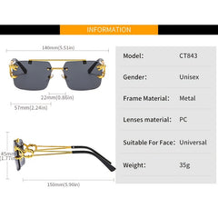 Men's Rimless Casual Square Sunglasses
