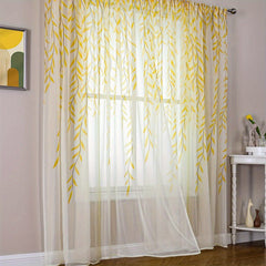 Golden Willow Leaf Stripe Background Cloth Yellow Willow Leaf Mesh Curtain