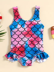 Sweet Crab Ruffle Trim 1pc Swimsuit Girls Bathing Suit Summer Beach Gift