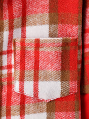 Girls' Classic Hooded Plaid Jacket Long Sleeve Button Up Outwear