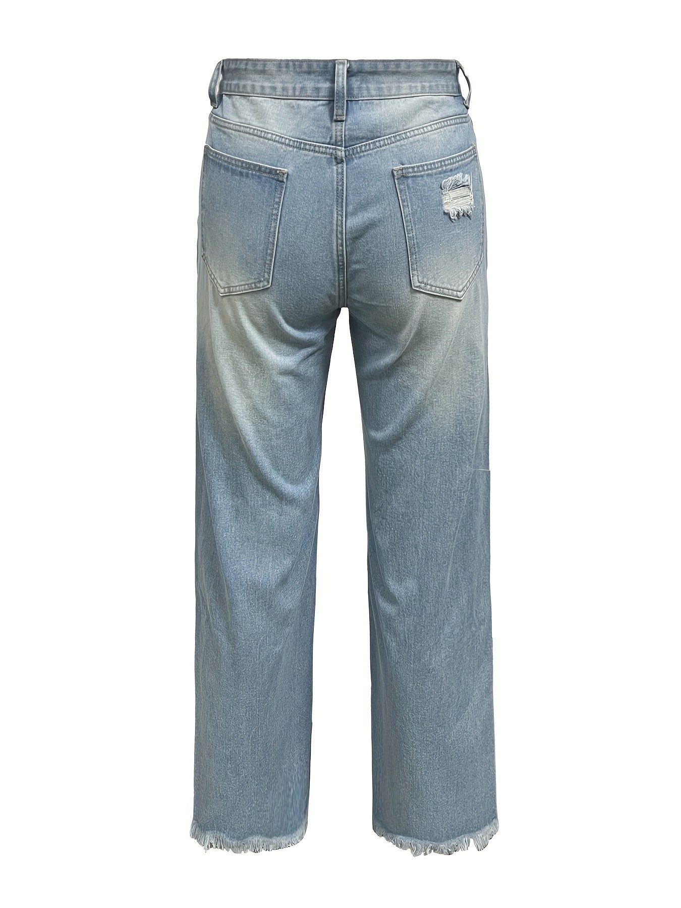 Ripped Raw Trim High Rise Wide Leg Jeans
