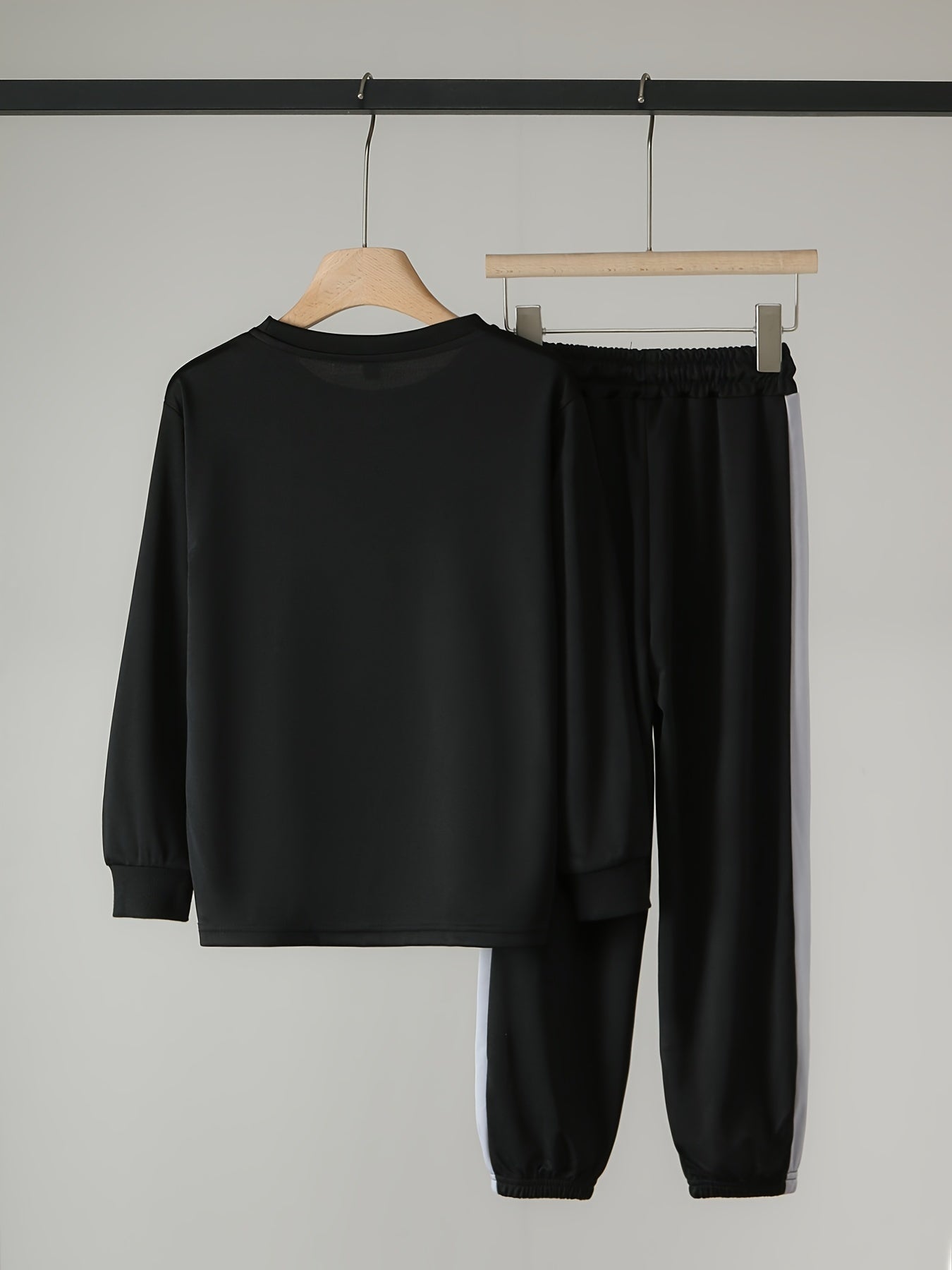 Boy's 2pcs Block Sweatshirt & Drawstring Sweatpants Set for Spring Fall