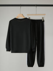 Boy's 2pcs Block Sweatshirt & Drawstring Sweatpants Set for Spring Fall