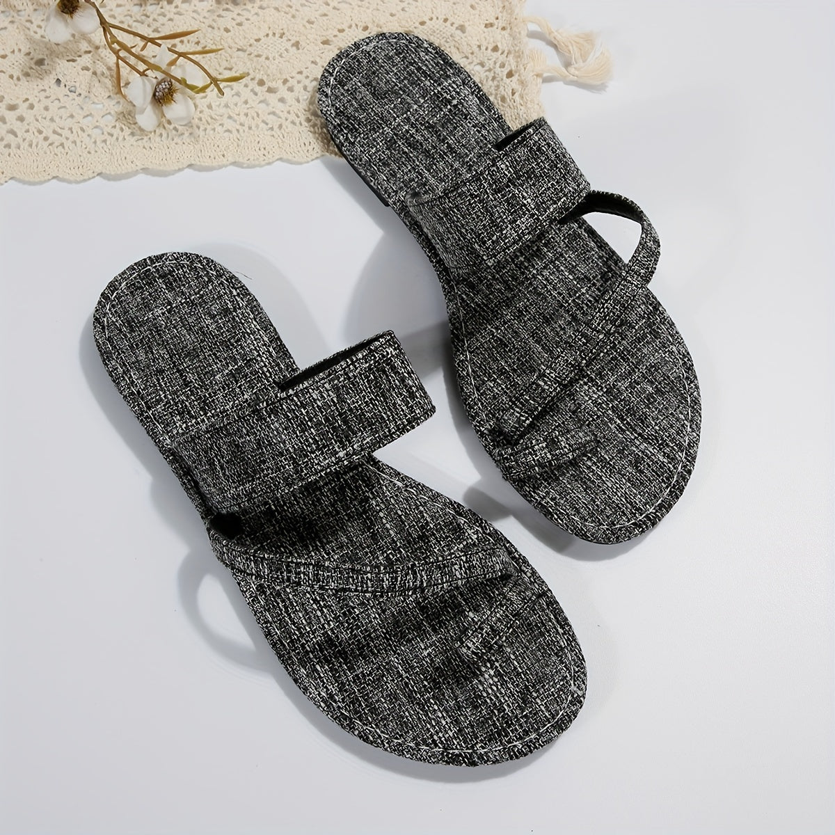 Women's Flat Sandals Slip On Open Toe Lightweight Loop Slides Shoes