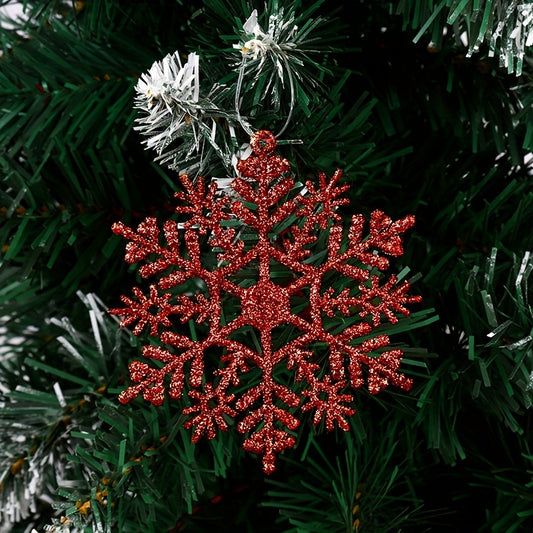 9pcs Snowflake Christmas Tree Decoration Red Pendant Party Supply