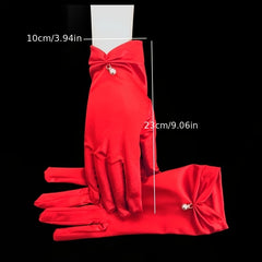 Wedding Satin Bow Gloves Bridal Gloves Formal Event Party Cosplay Opera 1pair