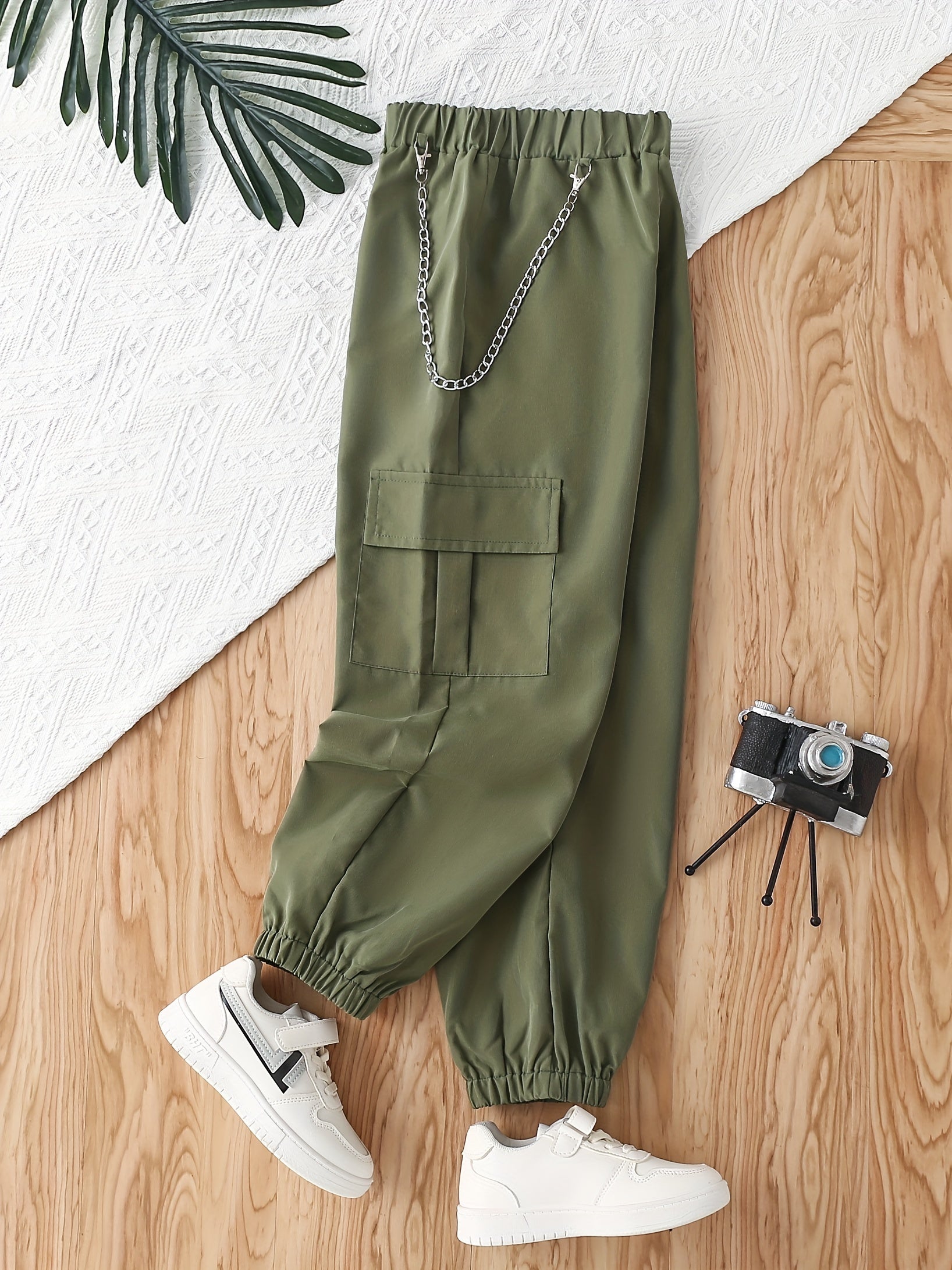 Girls Cargo Pants with Chain Detail