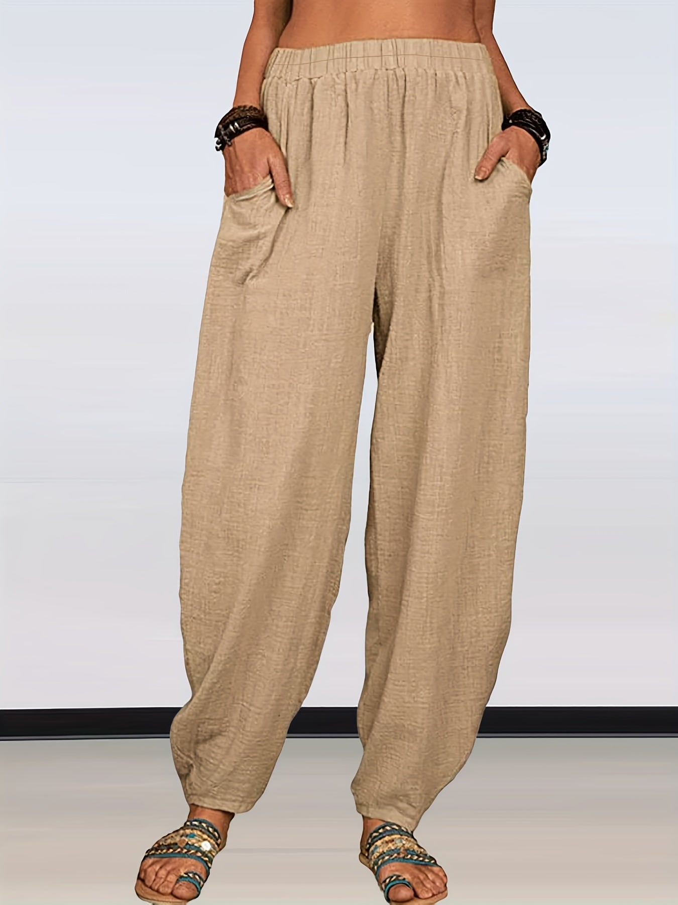 Solid Wide Leg Pants High Waist Casual Pants Women's Clothing