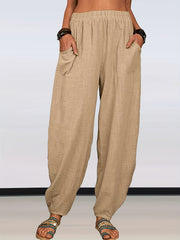 Solid Wide Leg Pants High Waist Casual Pants Women's Clothing