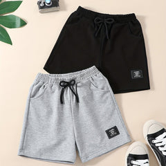 2pcs Boys Shorts Drawstring Waist Soft Comfortable Kids Clothes