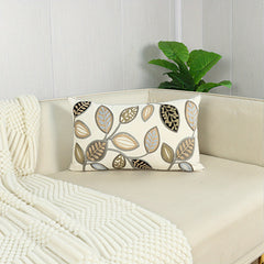 Colorful Leaves and Flowers Embroidered Pillow Cover