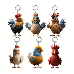 Acrylic Rooster Keychain Pendant Cock Series Backpack Ornament