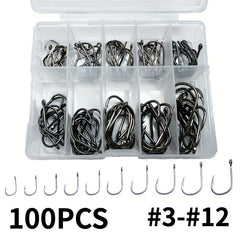 100pcs 3 12 High Carbon Steel Circle Fishing Hooks Bait Holder