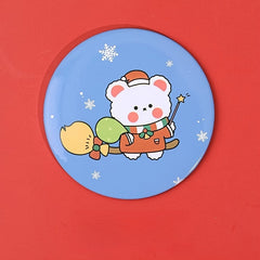 Christmas Theme Round Mirror Pocket Size Makeup Mirror for Travel