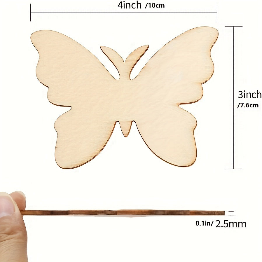 10pcs Wooden Butterfly Cutouts for DIY Crafts 2.5mm Thickness