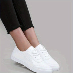 Umbrella Print Flat Sneakers Lace Up Round Toe Skate Shoes