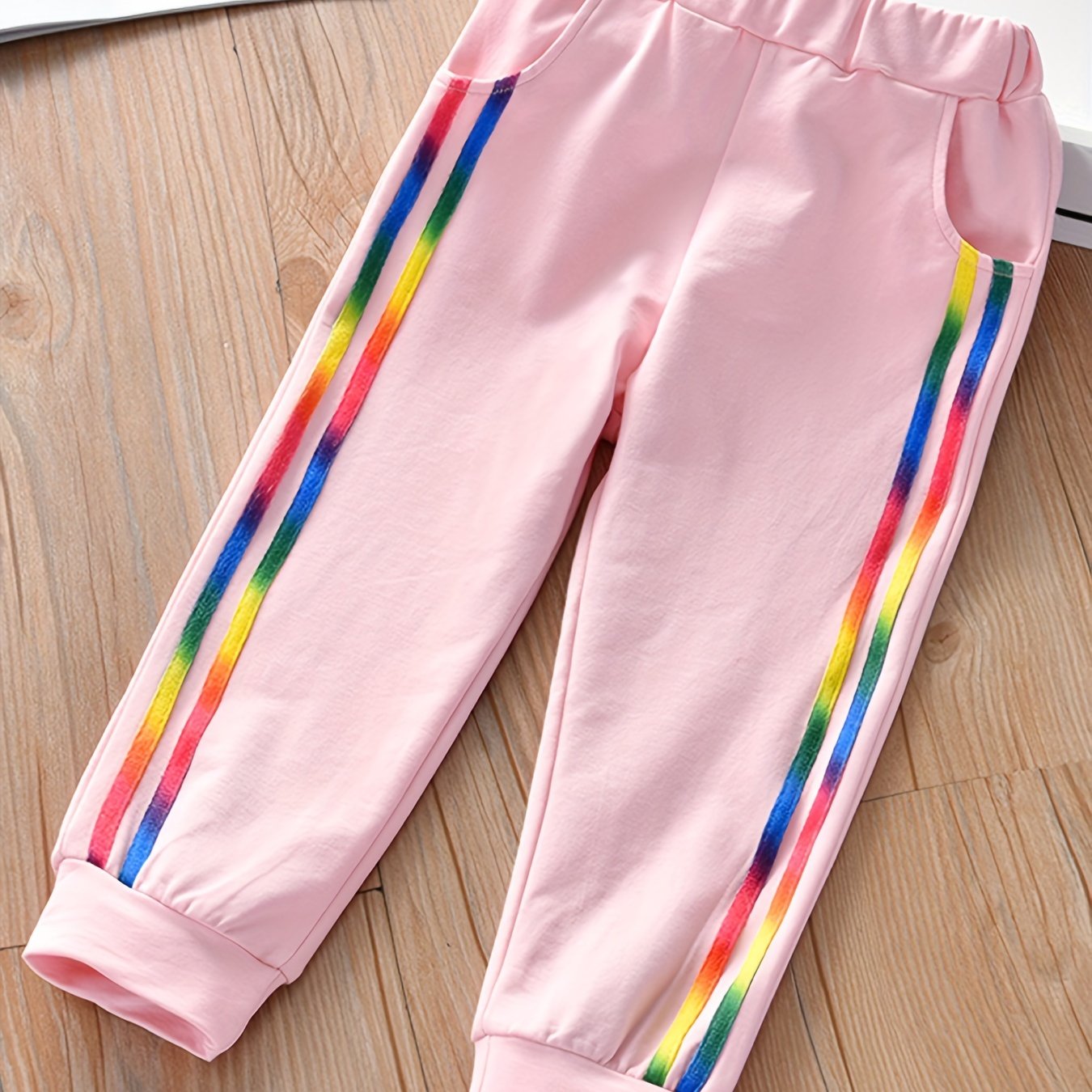 Girls' Rainbow Striped Casual Sports Jogger Pants For Toddler Kids