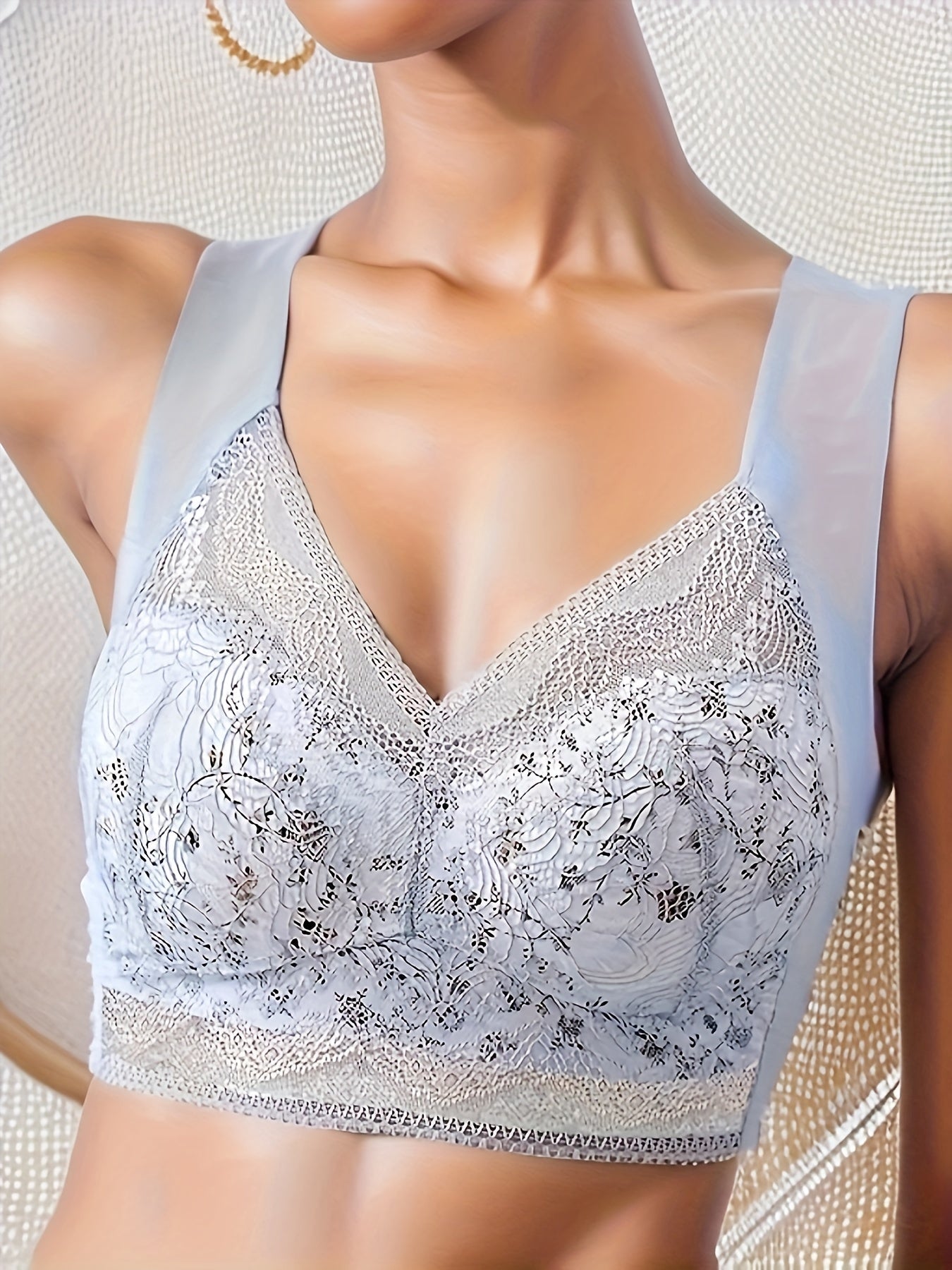 3pcs Floral Lace Wireless Bras Women's Lingerie