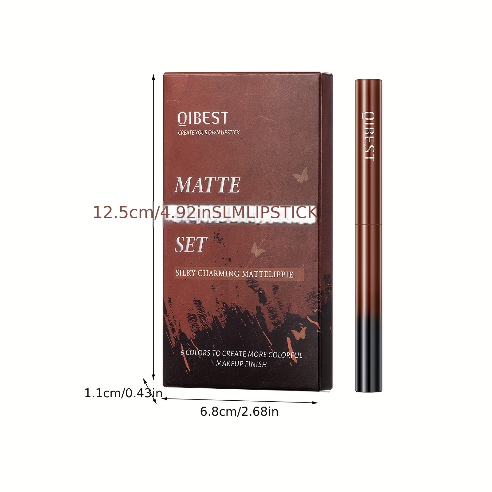 6Pcs Waterproof Lip Liner & Lipstick Set Kit Chestnut Nude Dark Brown Matte Red