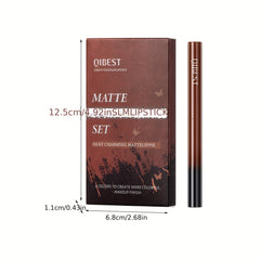6Pcs Waterproof Lip Liner & Lipstick Set Kit Chestnut Nude Dark Brown Matte Red