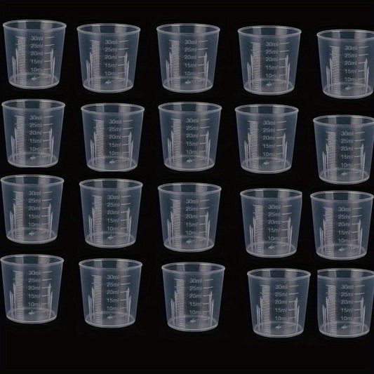 20pcs 30ml Clear Plastic Measuring Cups with Scales for Crafting