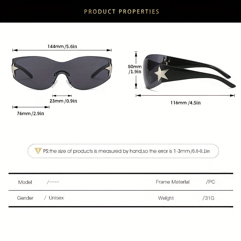 Pentagram Pattern Rimless Sunglasses for Men