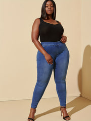 Elastic Waisted High Stretch Slimming Denim Pants