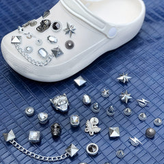 27pcs Punk Rhinestones & Skull Shoe Charms For Clogs Garden Shoes DIY