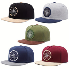Compass Embroidery Patch Snapback Hat Vintage Baseball Cap