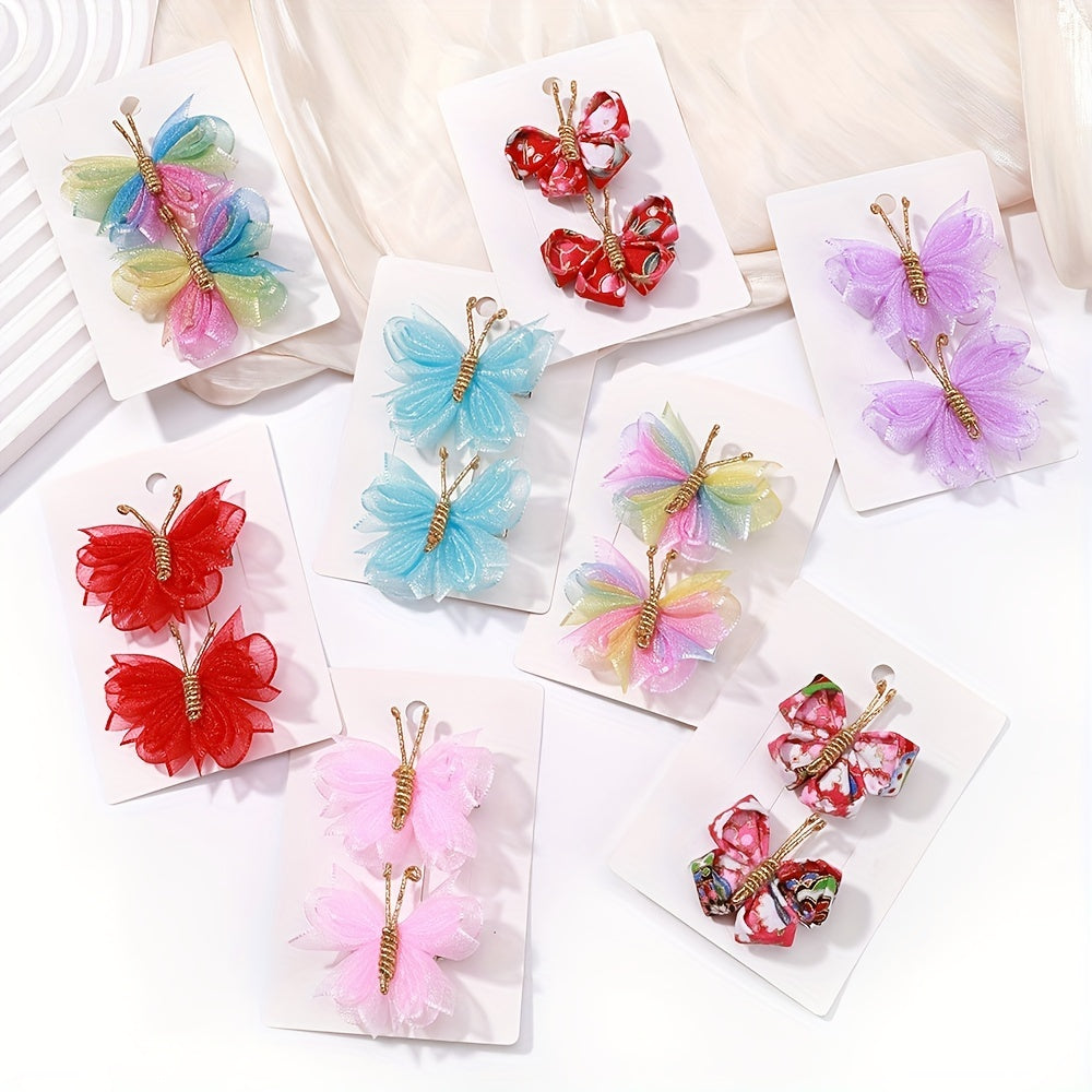 2pcs Butterfly Hair Clips for Baby Girls' Birthday Parties