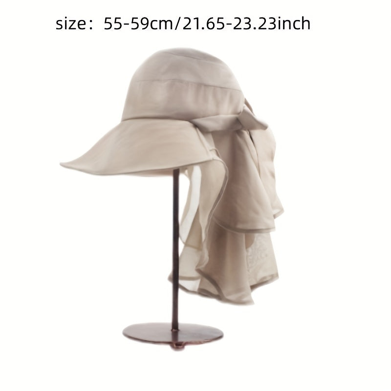 Chiffon Sun Hat with Big Bowknot UV Protection