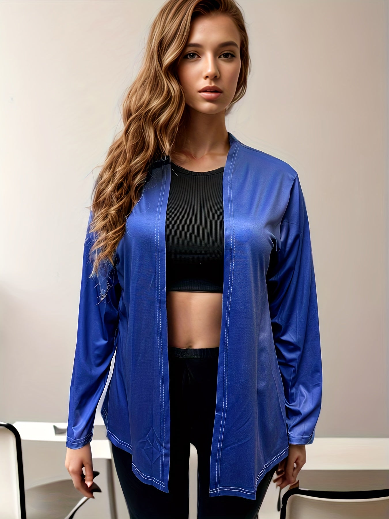 Moon & Sun Print Cardigan Long Sleeve Open Front Casual Stretch