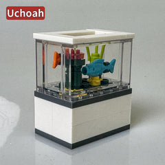 Creative Fish Tank Building Block Toy Aquarium Lizard Tank Model